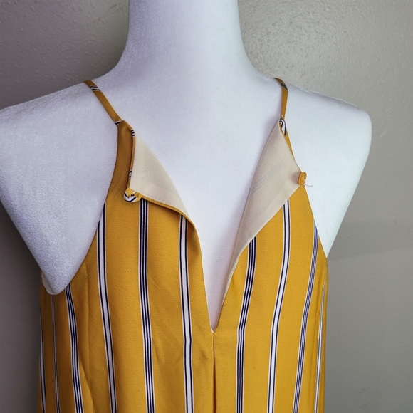 Lulus Sweet Little Lines Golden Yellow Stripe Shift Dress Med - Picture 5 of 12